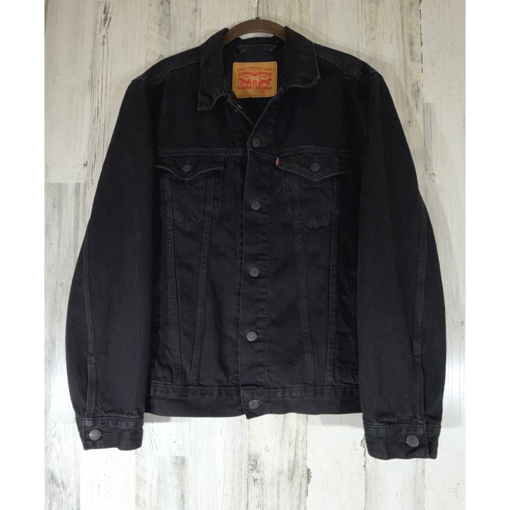 Levis Trucker Jacket Large Black Denim Classic Casual Streetwear Gorpcore Grunge